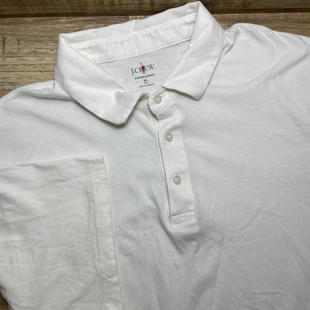 J.Crew Oarsman Short Sleeve Sueded Jersey Polo Shirt Cotton Mens XL Tall EUC